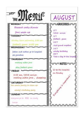 Magnetic Refrigerator Chalkboard,Weekly Menu, Meal Planner,