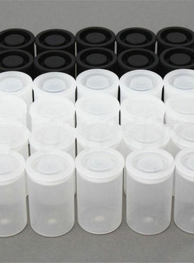 10pcs Plastic Empty Black/White Bottle 35mm Film Cans Canis