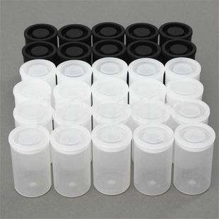 10pcs Plastic Empty Black/White Bottle 35mm Film Cans Canis