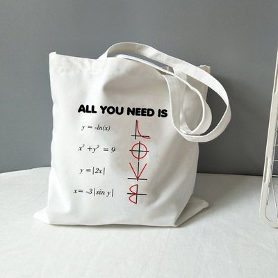 Chemistry Tote Bag Canvas All You Need Is Love Math Graphic