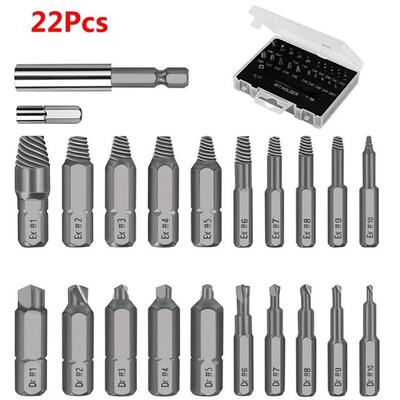 22pcs Screw Extractor Remover Drill Bit Set Disassemble Scre