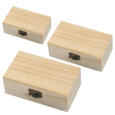 S/M/L Storage Box Plain Wood Wooden Ewellery Earring Necklac
