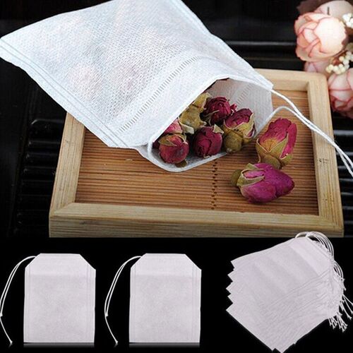 Tea Bags 100Pcs 5.5 X 7CM Empty Tea Bag String Heal Seal Fil