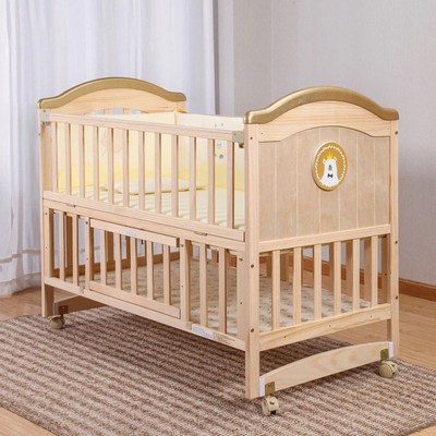 Crib solid wood unpainted baby bb bed cradle bed multifuncti