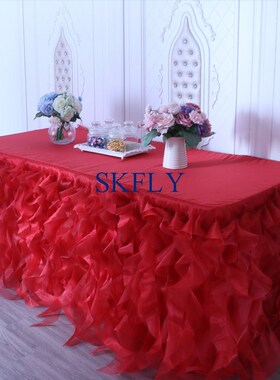CL010Z Christmas organza 6 ft rectangle curly willow red wed