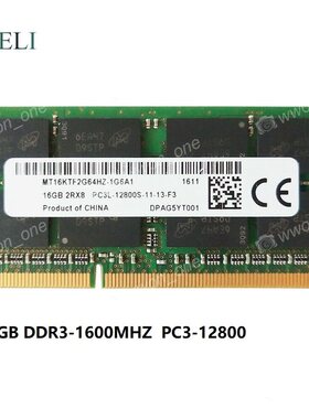 16GB PC3L-12800S DDR3L-1600MHz 1.35V 204PIN NON-ECC SO-DIMM