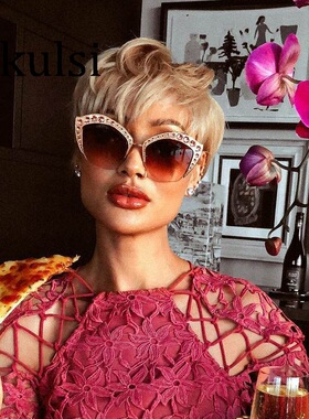 New 2020  Fashion Brand Cat Eye Pink Sunglasses Woman Shade