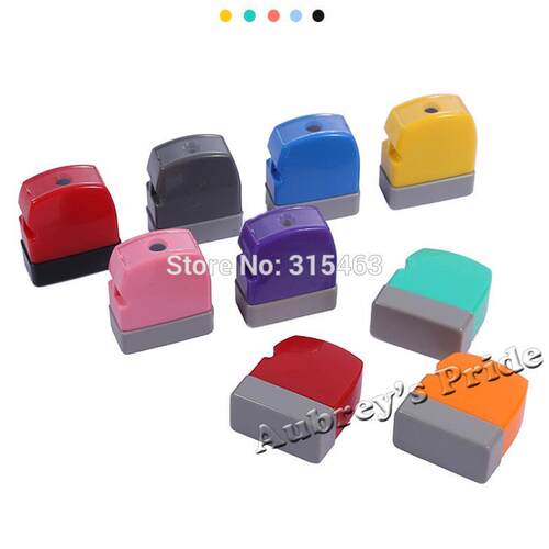 5Pcs Rectangle 10x27mm Flash Stamp Keychain+7MM Rubber Pad