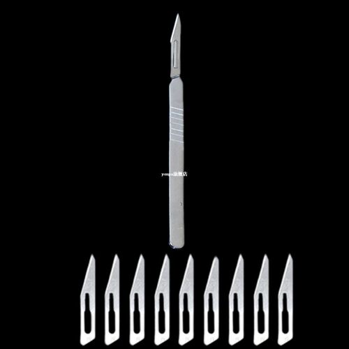 10pc 23# Carbon Steel Surgical Scalpel Blades + 1pc Handle S