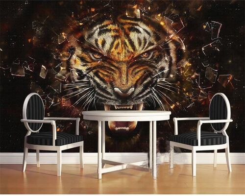 3d photo wallpaper custom mural living room tiger head glass