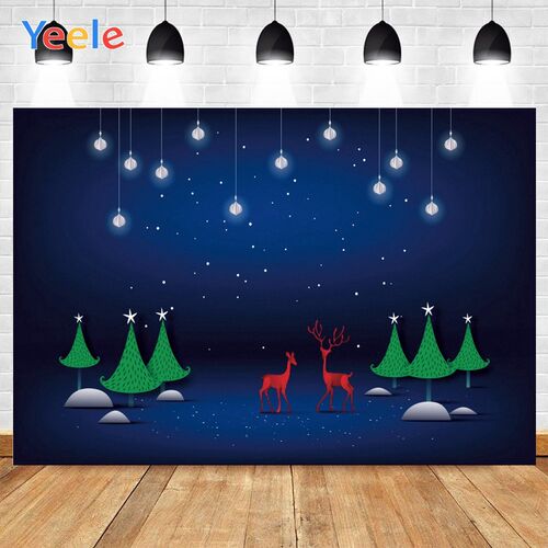 Yeele Merry Christmas Blue Board Red Deer Lantern Spot Back