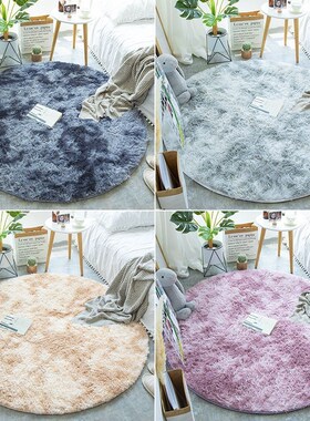 Nordic round carpet silk hair living room rug bedroom bedsid