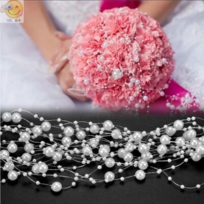 5 Yards 3-8mm Fishing Line Artificial Pearls Flower Beads