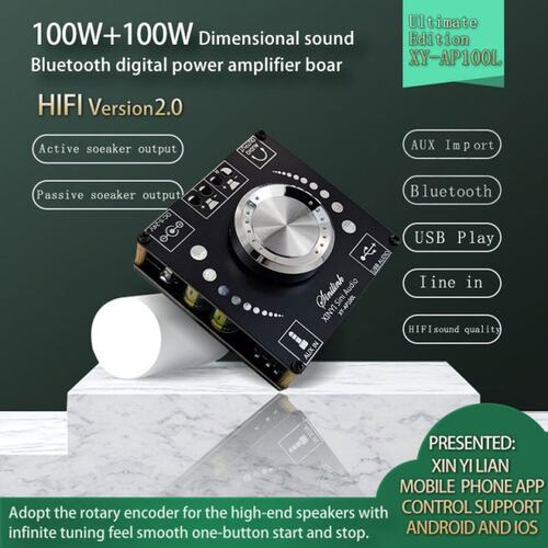 AP100L 100WX2 Bluetooth 5.0 Stereo Amplifier Board AUX USB S