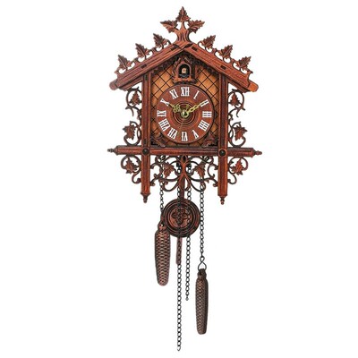 Practical Vintage Wood Cuckoo Wall Clock Hanging Handcraft C