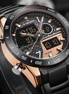 NAVIFORCE Men's Watch Fashion Sport Full Steel Quartz Wr