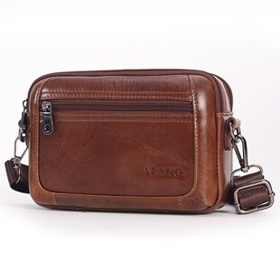 Men Genuine Leather Cowhide Small Shoulder Messenger Bags C