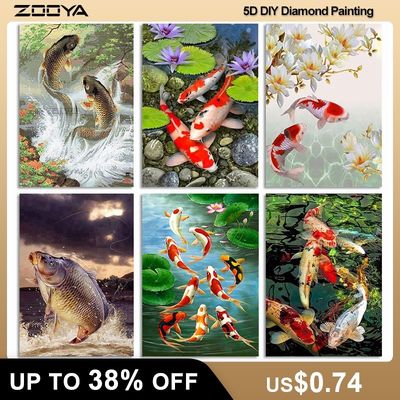 ZOOYA 5D DIY Fish Diamond Painting Koi Fish Full Round Dril