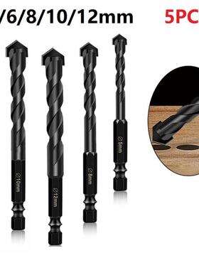 5Pcs Cross Hex Tile Drill Bits Set Carbide Triangle Porcelai