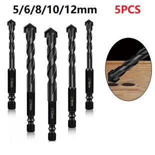 5Pcs Cross Hex Tile Drill Bits Set Carbide Triangle Porcelai