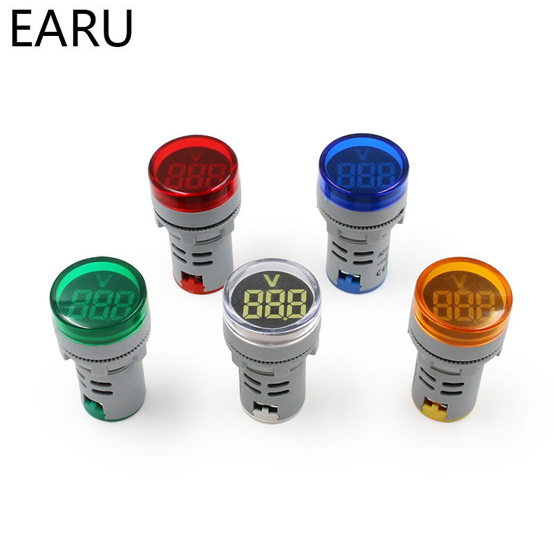 diy mini digital voltmeter 22mm round ac 12-500v volt voltag