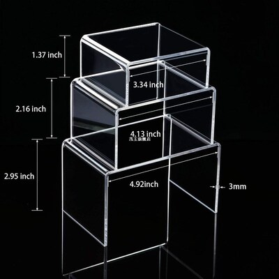 6PCS Clear Acrylic Display Risers Jewelry Display Riser Shel