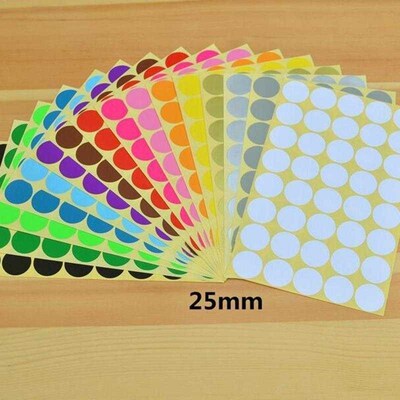 Multicolor 10pcsset Diameter 25mm Coloured Dot Stickers Rou