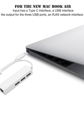 USB Ethernet with 3 Port HUB USB 2.0+Type-C RJ45 Lan Network