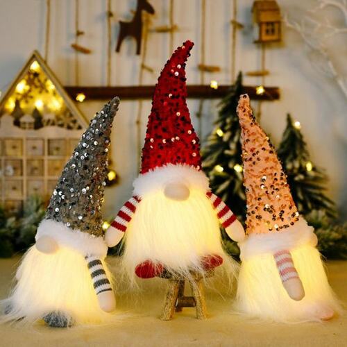 30CM Christmas Gnomes Faceless Doll LED Luminous Plush Santa