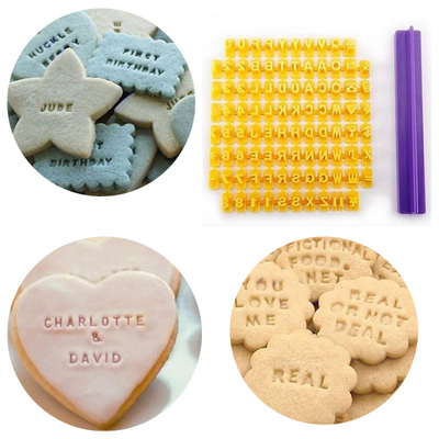Alphabet Letter Number Cookie Press Stamp Embosser Cutter Fo