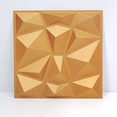 50x50cm 3D Art Wallboard Geometric Cut Diamond Wood Carved W