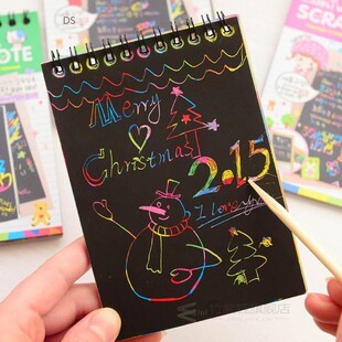 DIY Coil Scratch Drawing Notebook Colorful Painting Paper Dr