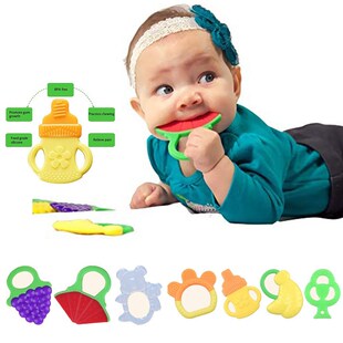 Toddlers Infants Baby Teething Toys Soft Silicone Fruit Cad