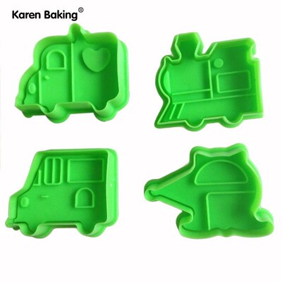 4PCS Car Muster Form Keks Maschine Kolben Paste Zucker Decor