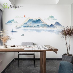 living painting stickers decor room style Chinese landscape
