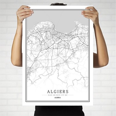 Algeria Creative city map Algiers Abstract Canvas Paintings