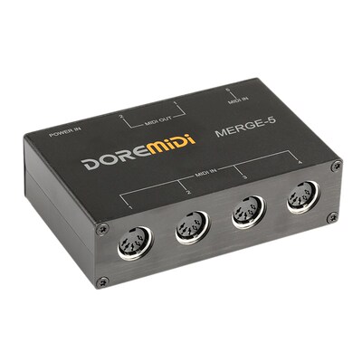 DOREMiDi MERGE-5 MIDI Merger 5 MIDI Input 2 MIDI Output Supp