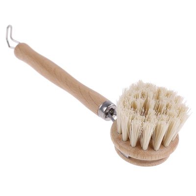 1pc Wooden Long Handle Pan Pot Brush Dish Bowl Washing Clea