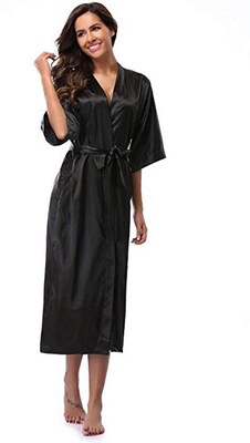 Silk Satin Long Robe Kimono Bath Robes women Sexy Bathrobe