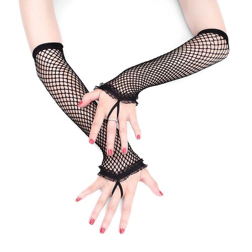 Lady Dance Wedding Costume Lace Fingerless Mesh Fishnet Glo