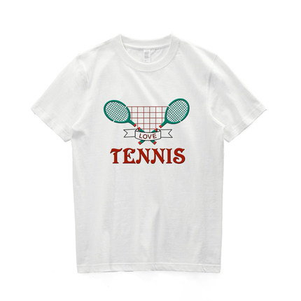 网球字母短袖创意文艺T恤男女成人儿童比赛训练圆领透气服装夏季