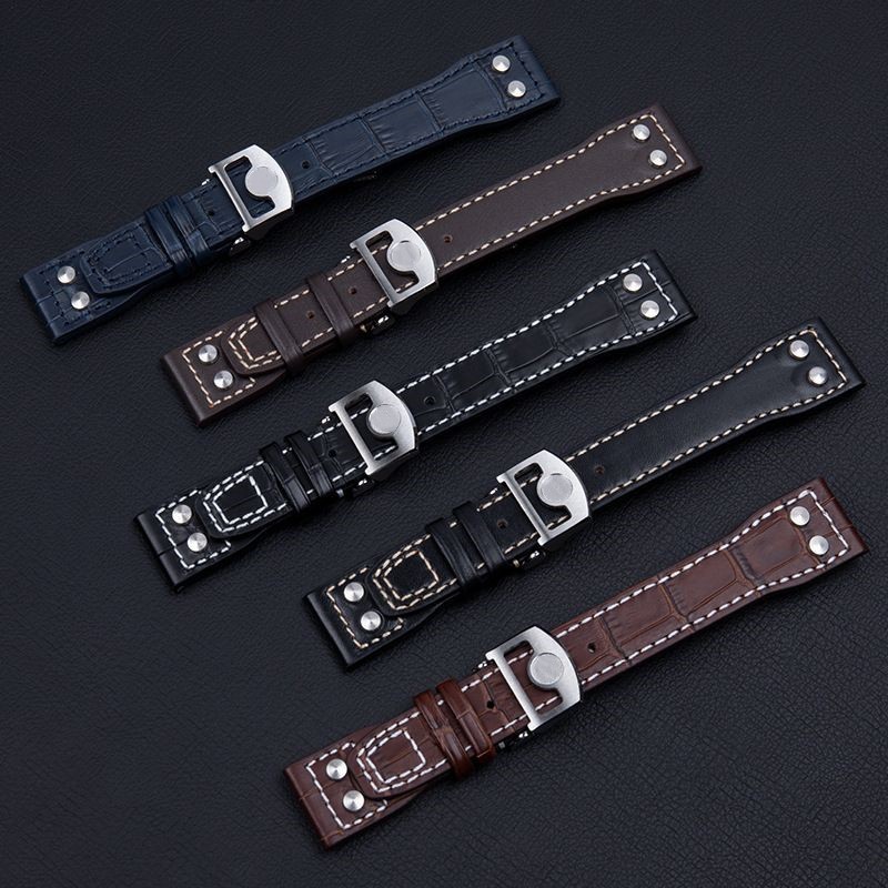 铆钉款手表带适配万国IWC大飞行员喷火战机小王子马克十八21 22mm