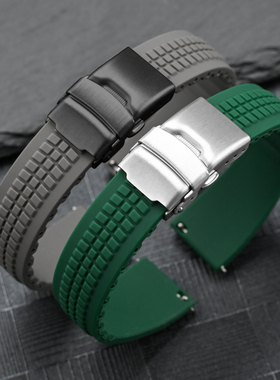 时尚经典硅胶表带适配欧米茄百达翡丽手雷款快拆硅胶手表带黑色男