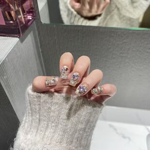 射手-指甲陛下纯手工穿戴甲带钻爆闪定制高级感可拆卸美甲