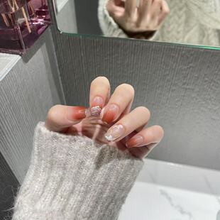 散漫春色-指甲陛下纯手工穿戴甲带钻爆闪定制高级感可拆卸美甲