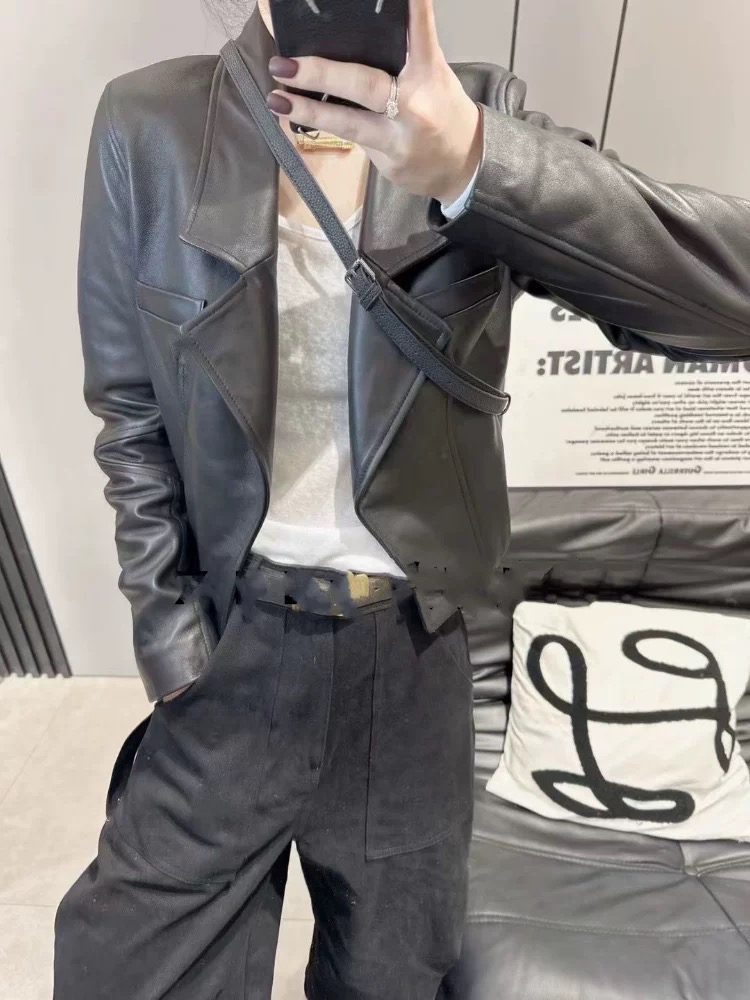 网红同款海宁2025春秋新款爆款皮衣外套女高级感小个子真皮绵羊皮