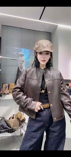 毛毛语海宁2025春秋新款女短款机车显瘦时尚百搭绵羊皮夹克外套