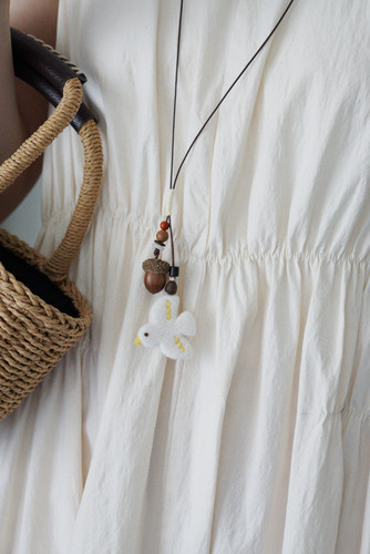 woou萌玩原创手作日系自然系秋冬原创飞鸟羊毛毡长项链项链饰品