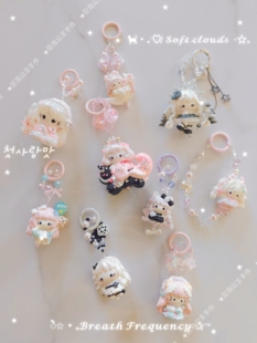 kt纯手绘滴流kitty捏捏钥匙扣凯蒂猫晶晶包挂链条淑女甜美钥匙扣