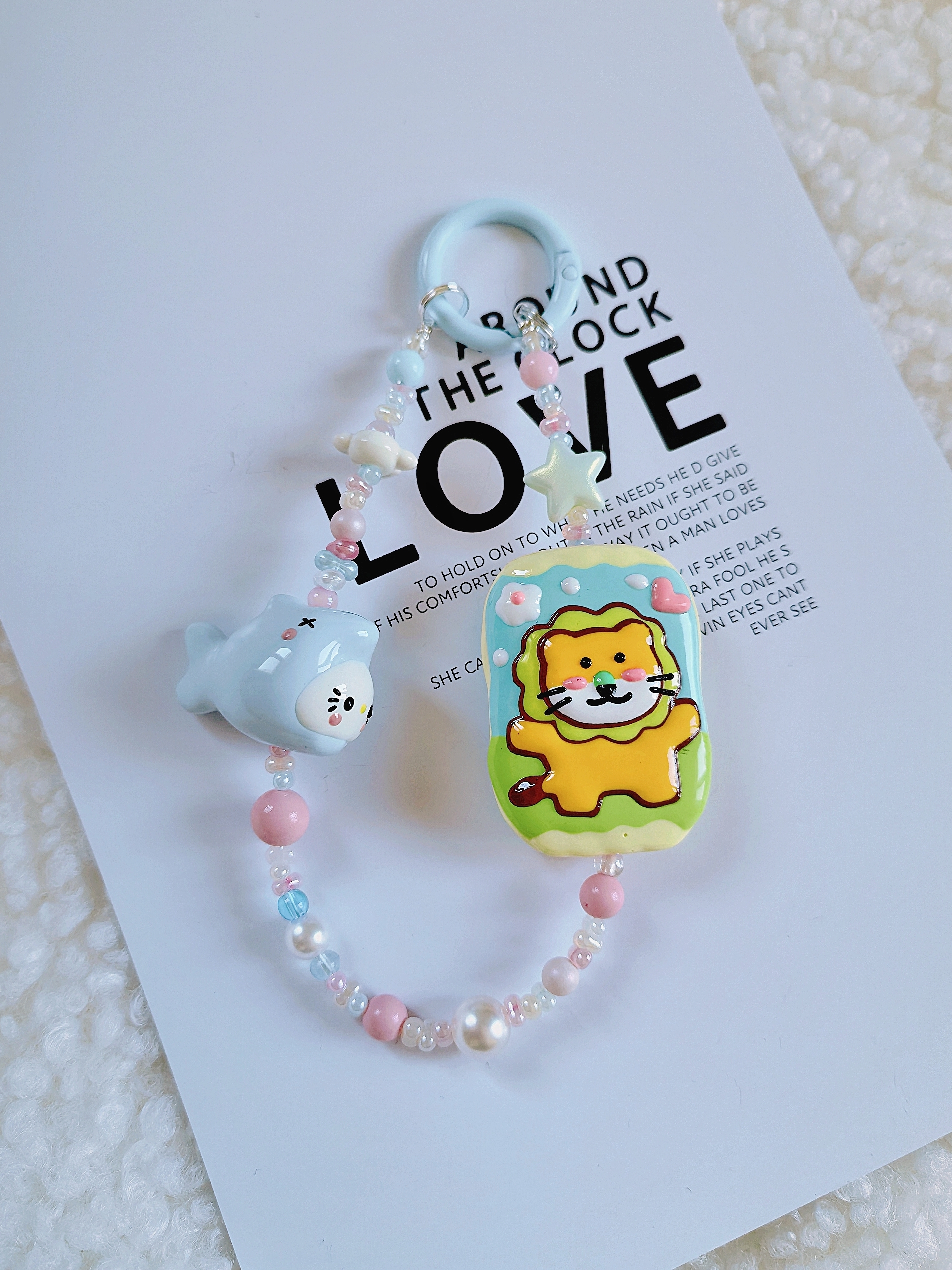 莎头组合手机链狮子鲨鱼q版cp包挂件钥匙扣挂饰可爱相机链水杯链